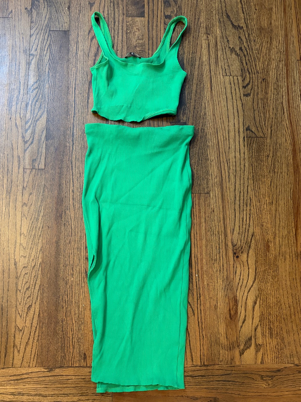 Lulu's Bright Green Ribbed Two-Piece Set For Life Green Bodycon dress - medium - Picture 3 of 10